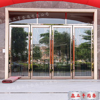 镜面玫瑰金不锈钢地弹簧门