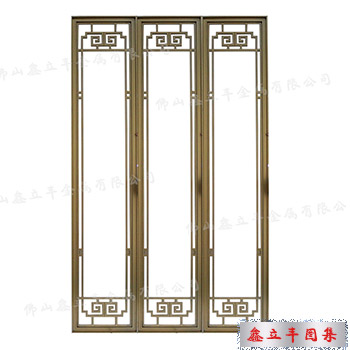 香槟金乱纹酒店大堂中式不锈钢屏风